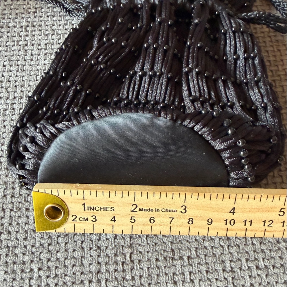 Black Beaded Mini Drawstring Pouch Bag Vanessa We… - image 10